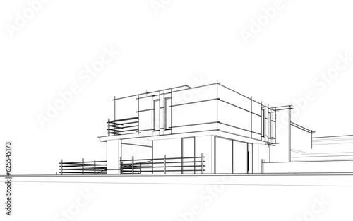 house building sketch architecture 3d illustration