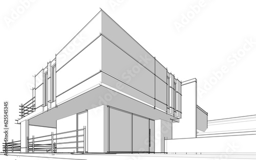 house building sketch architecture 3d illustration