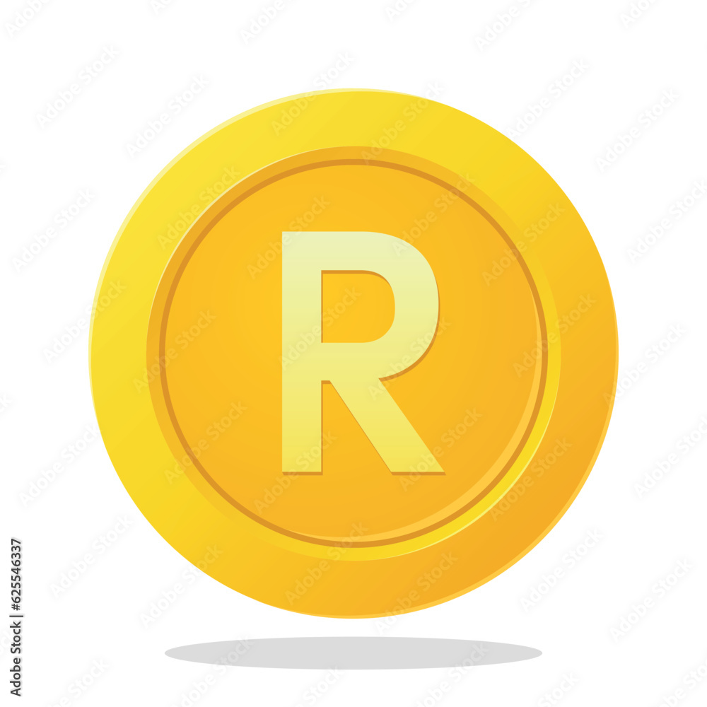 Gold coin with South African Rand sign. Financial items. Currency element vector illustration. Gold coin with South African Rand sign. Financial items. Currency element vector illustration.