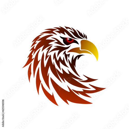 illustration vector graphic of tribal art design eagle head with tattoo symbol style and others