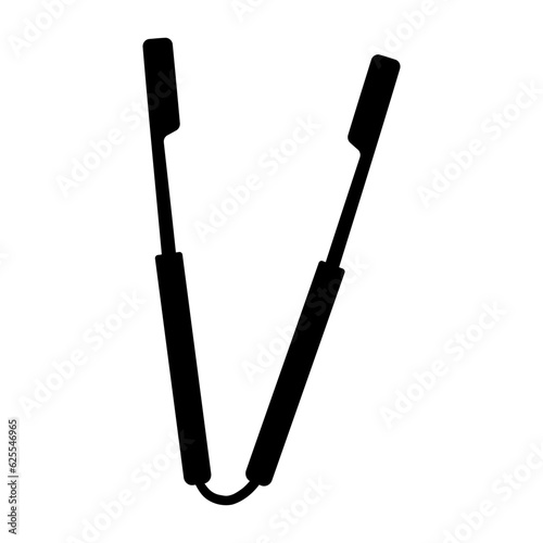 kitchen tongs cook black white element icon