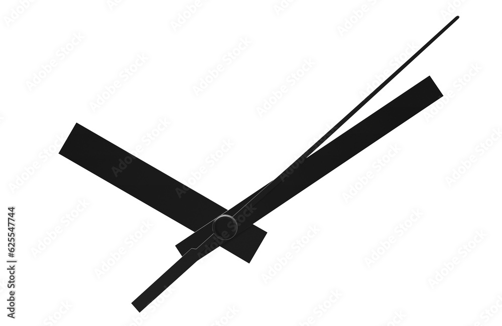 Close-up of clock black arrows, cut out