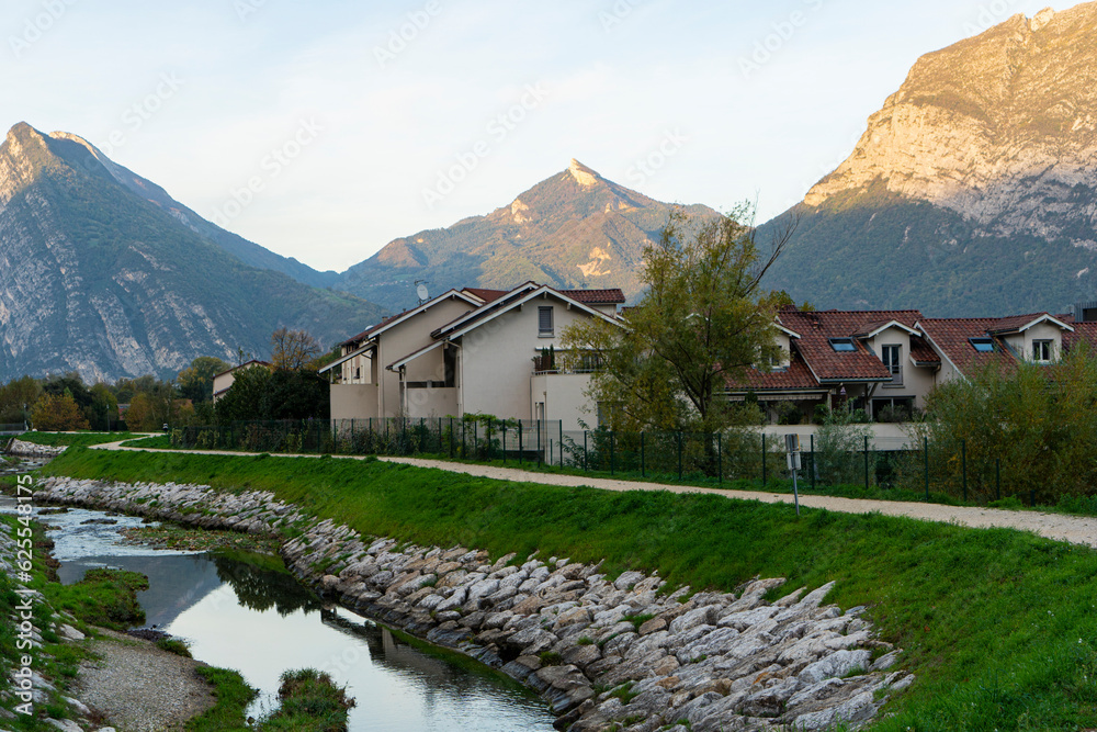 Alps: mountain houses and river