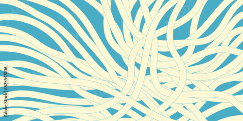 Noodle Ramen Pattern background. Pasta food texture spaghetti geometric. Abstarct ramen ornament. Flat vector illustartion. Wave texture background