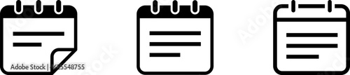 Foto Set of note icons on tear-off calendar sheet as reminder or web design