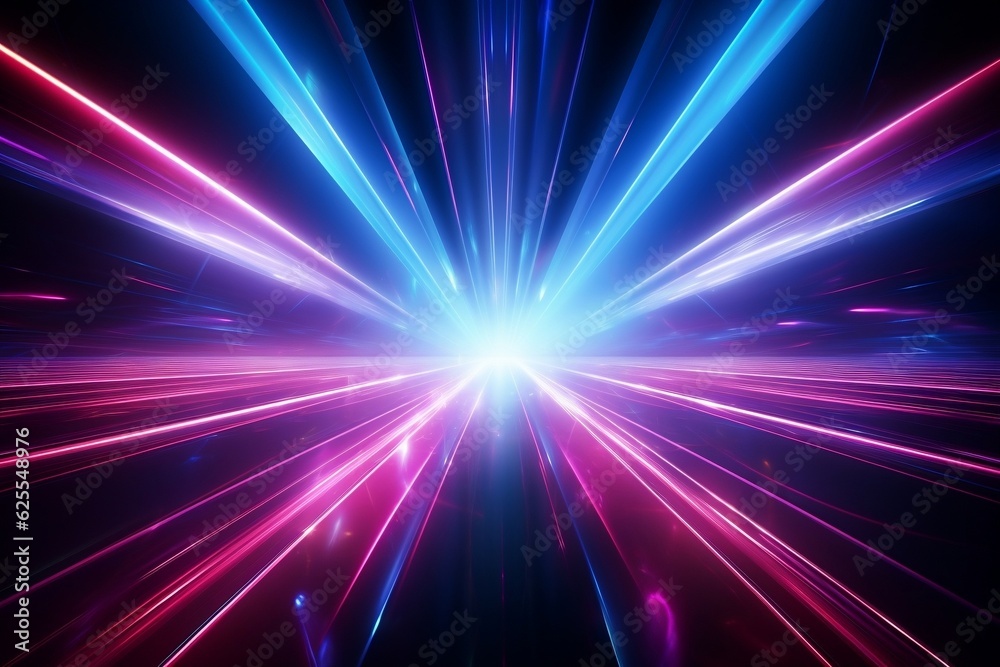 Neon Lights Abstract Laser Rays Background. Generative AI