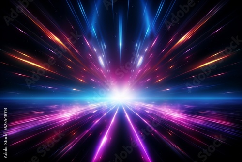 Neon Lights Abstract Laser Rays Background. Generative AI
