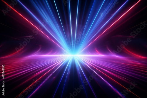 Neon Lights Abstract Laser Rays Background. Generative AI © Haider