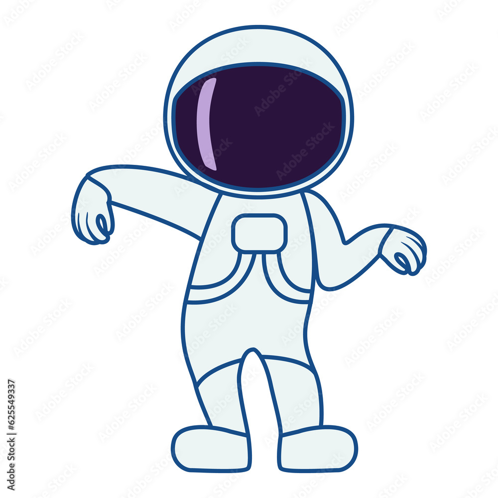 Dancing astronaut. Illustration on transparent background