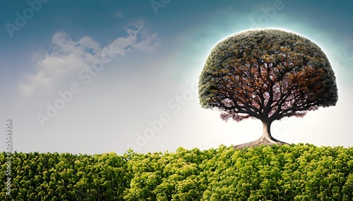 A conceptual image of nature, such as a tree that represents the human soul or a flower that represents hope,Generative AI