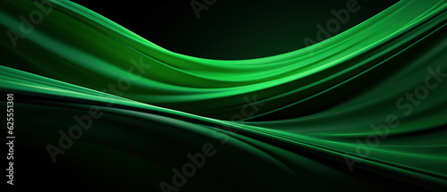 Emerald Flow: Vibrant Green Wavy Lines in 3D Rendering, Abstract Illustration