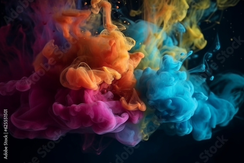 Colorful ink in water isolated on black background. Abstract background. generative ai