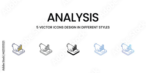 Analysis Icon Design in Five style with Editable Stroke. Line  Solid  Flat Line  Duo Tone Color  and Color Gradient Line. Suitable for Web Page  Mobile App  UI  UX and GUI design.