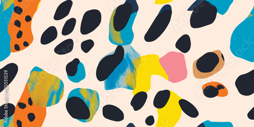 Trendy abstract leopard print vector illustration. Hand drawn cartoon style pattern.