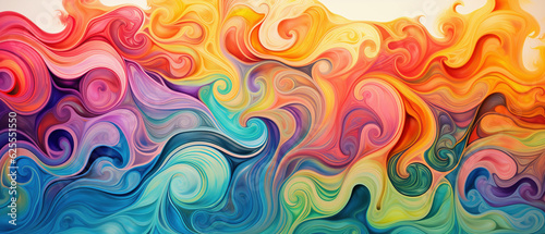 Vibrant Spiraled Swirls: Abstract Liquid Patterns on Colorful Paint Background