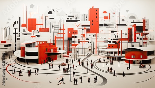 City decor cartoon style in...