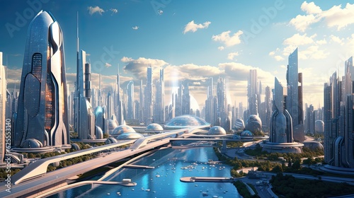 futuristic city Presentation AI