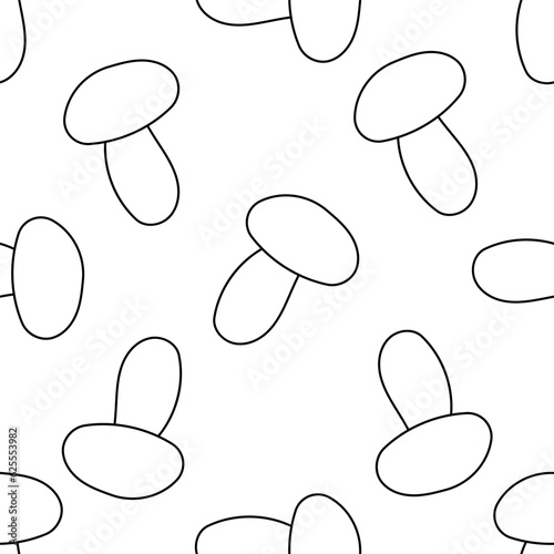 mushroom autumn black white line doodle pattern