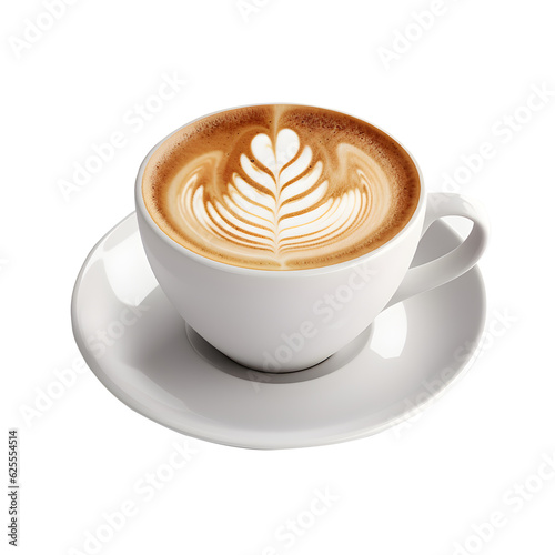 Latte coffee isolated on a white png transparent background