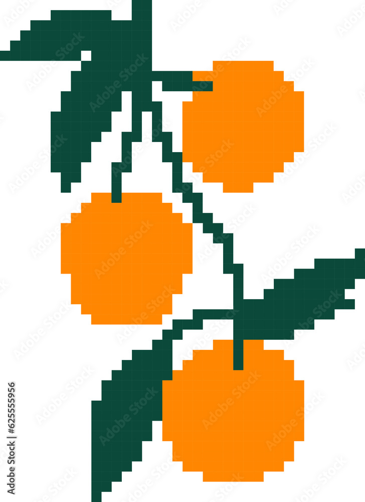 Fototapeta premium orange fruit cartoon icon in pixel style