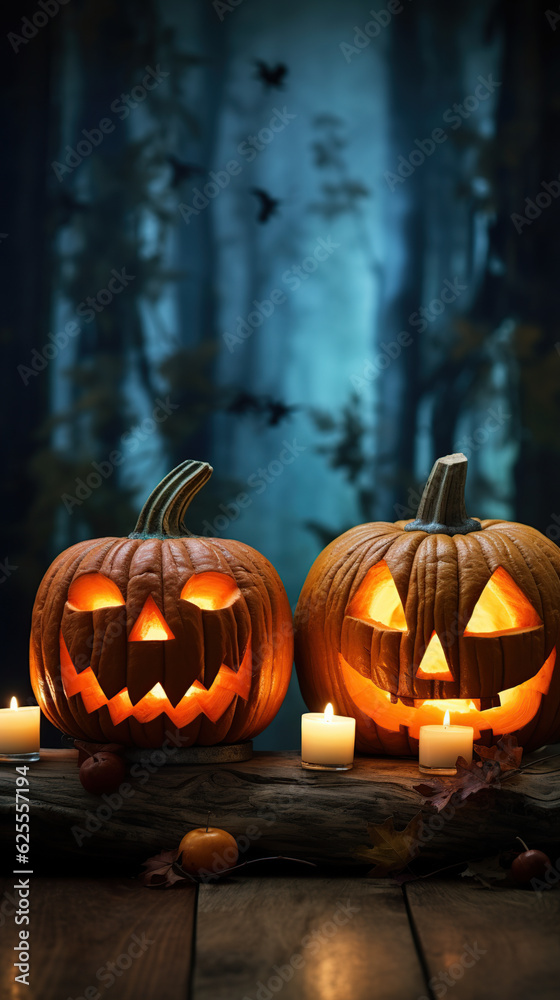 Obraz premium halloween with evil pumpkins Generative AI