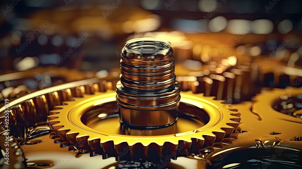 Lubricate motor oil and Gears. Oil wave splashing in Car engine with