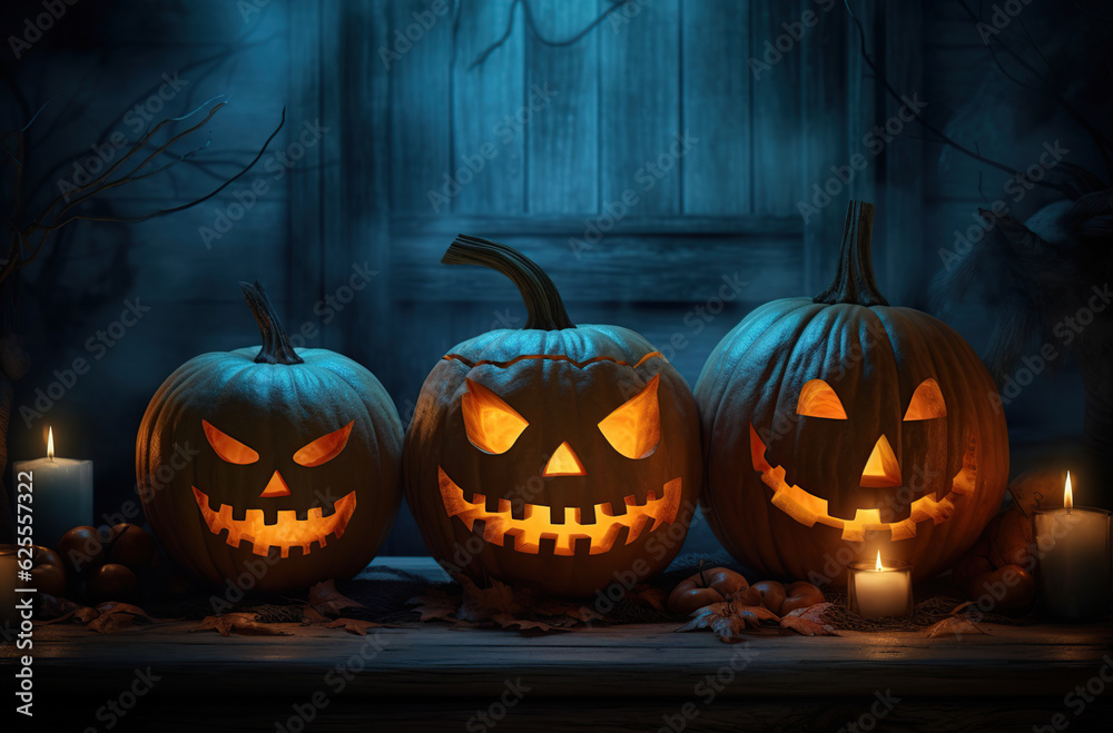 halloween with evil pumpkins Generative AI halloween with evil pumpkins Generative AI
