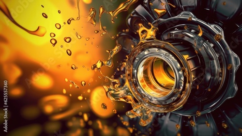 Lubricate motor oil and Gears. Oil wave splashing in Car engine with lubricant oil. Concept of Lubricate motor oil and Gears. Generative AI