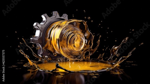 Lubricate motor oil and Gears. Oil wave splashing in Car engine with lubricant oil. Concept of Lubricate motor oil and Gears. Generative AI