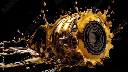 Lubricate motor oil and Gears. Oil wave splashing in Car engine with lubricant oil. Concept of Lubricate motor oil and Gears. Generative AI