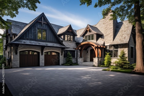 Exquisitely crafted, recently constructed upscale dwelling showcasing a stunning stone exterior including a three car garage and elegant gables. © 2rogan