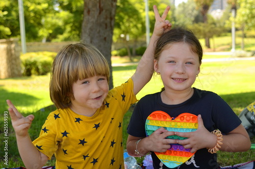 Obraz na płótnie Brother and sister are preschoolers