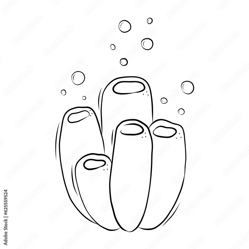 Sea Sponge Simple Drawing in Doodle Style Sea Sponge Simple Drawing in Doodle Style
