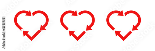 Red heart shape with arrows set