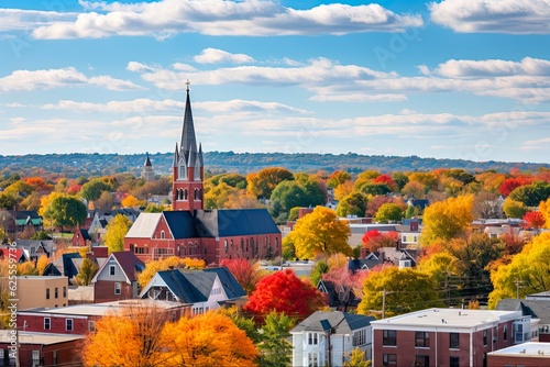 Medieval Charm Meets Autumn Beauty: Explore the Town of Framingham, Massachusetts on a Gorgeous Morning: Generative AI
