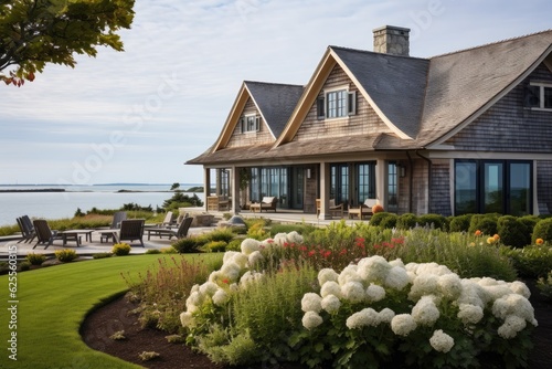 Fototapeta Refined shingled style residence located in Cape Cod