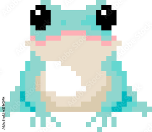 Frog cartoon icon in pixel style.