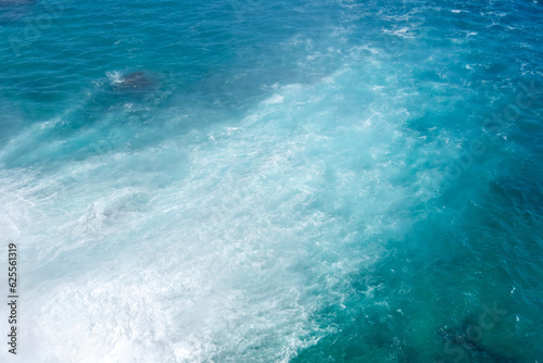 Mouth of the river and a powerful waterfall in the mediterranean sea.