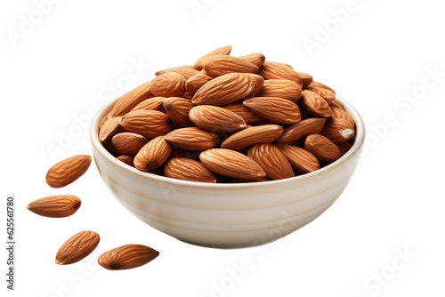 A Bowl of Almonds Isolated on Transparent Background. Generative AI © zainab