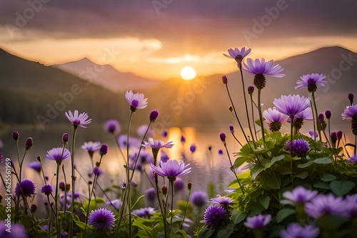 lavender flowers in the garden at sunset - Generative AI © MuhammadTalha