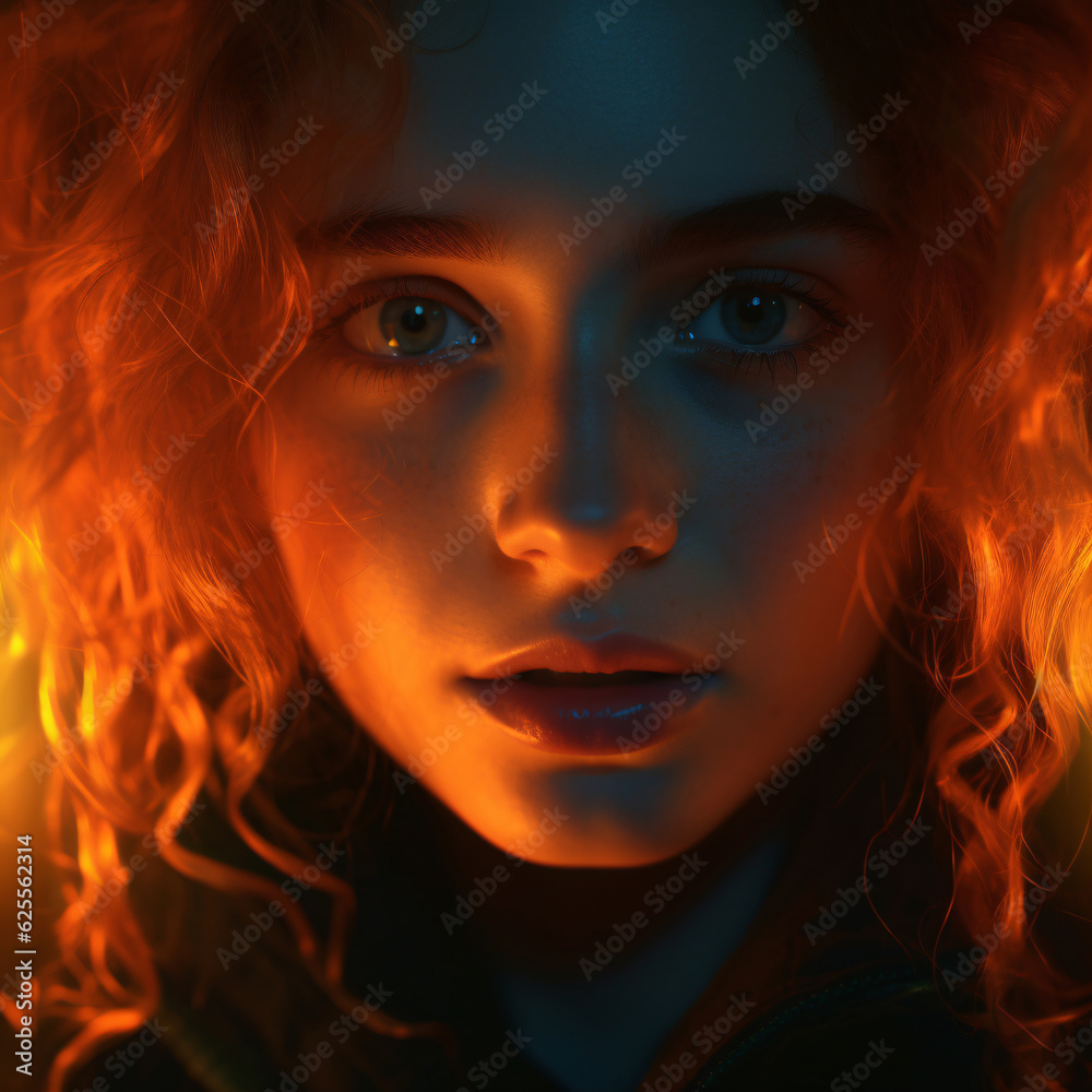 Portrait of a young red-headed woman with an expression of wonder Portrait of a young red-headed woman with an expression of wonder