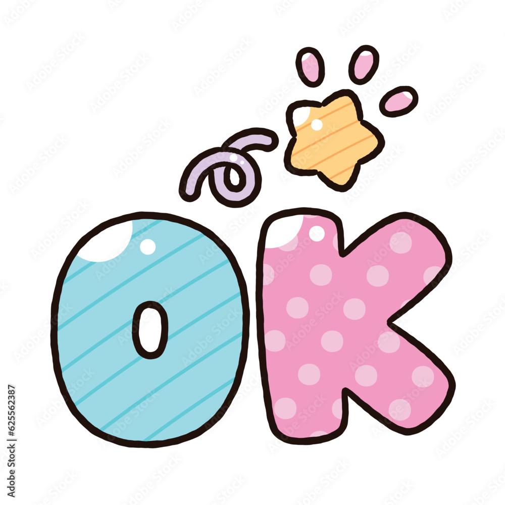 OK - Cute Cartoon style word isolated on white background. OK - Cute Cartoon style word isolated on white background.