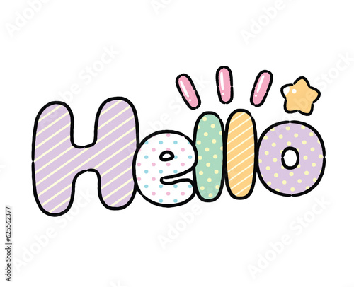 Hello - Cute Cartoon style word isolated on white background.
