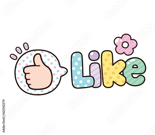 Like - Cute Cartoon style word isolated on white background.