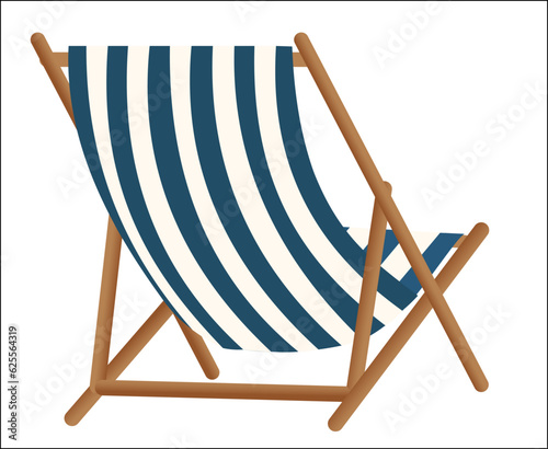 Vector beach chair, in classic colors, isolated on white or transparent background, for easy copying. Comfortable armchair, back view, rear view