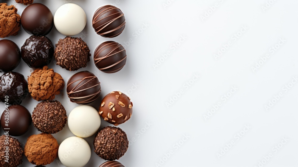 Chocolate sweet collection isolated on white background with text space can use for advertising, ads, branding Chocolate sweet collection isolated on white background with text space can use for advertising, ads, branding