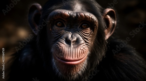 Portret of happy chimpanzee. Generative AI © Kateryna Kordubailo