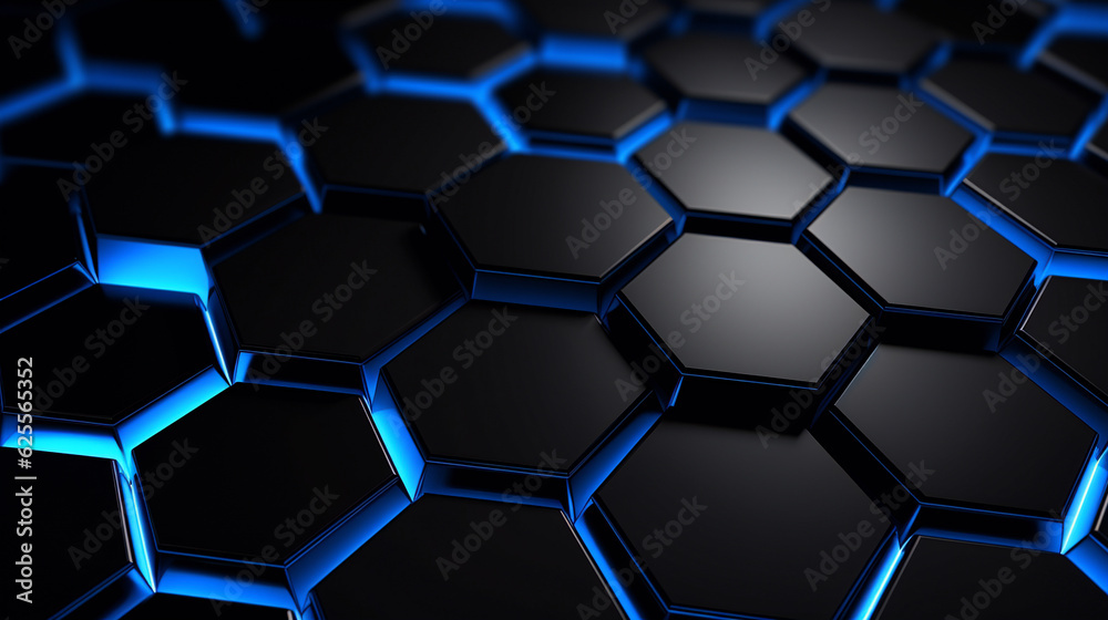 hexagon with blue glowing light wallpaper, generative ai hexagon with blue glowing light wallpaper, generative ai
