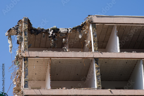 Closeup of a apartment in a demolished building in Leiden in the Netherlands