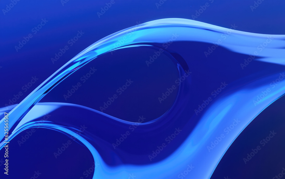 Obraz premium Elegant Translucent Beauty: Mesmerizing Flow and Radiant Light in Abstract Blue Glass 3D Render Wallpaper